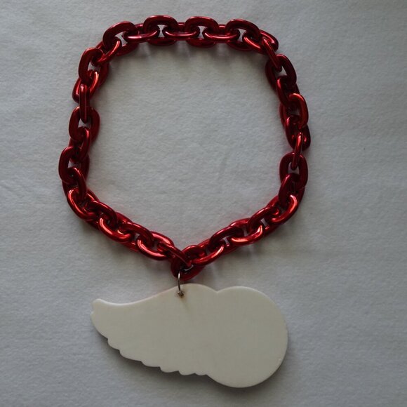 Detroit Red Wings Hockey Red Fan Chain Necklace Foam Logo USA New Bling - Picture 6 of 7